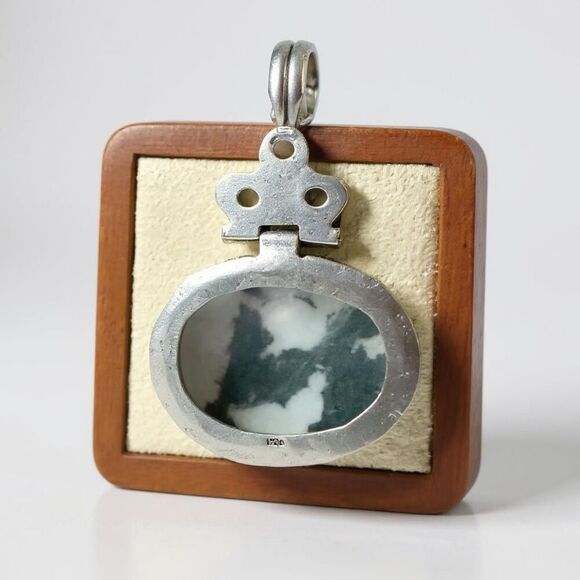 Western White Buffalo Turquoise Rainbow Moonstone Articulating Pendant Necklace - Picture 4 of 6